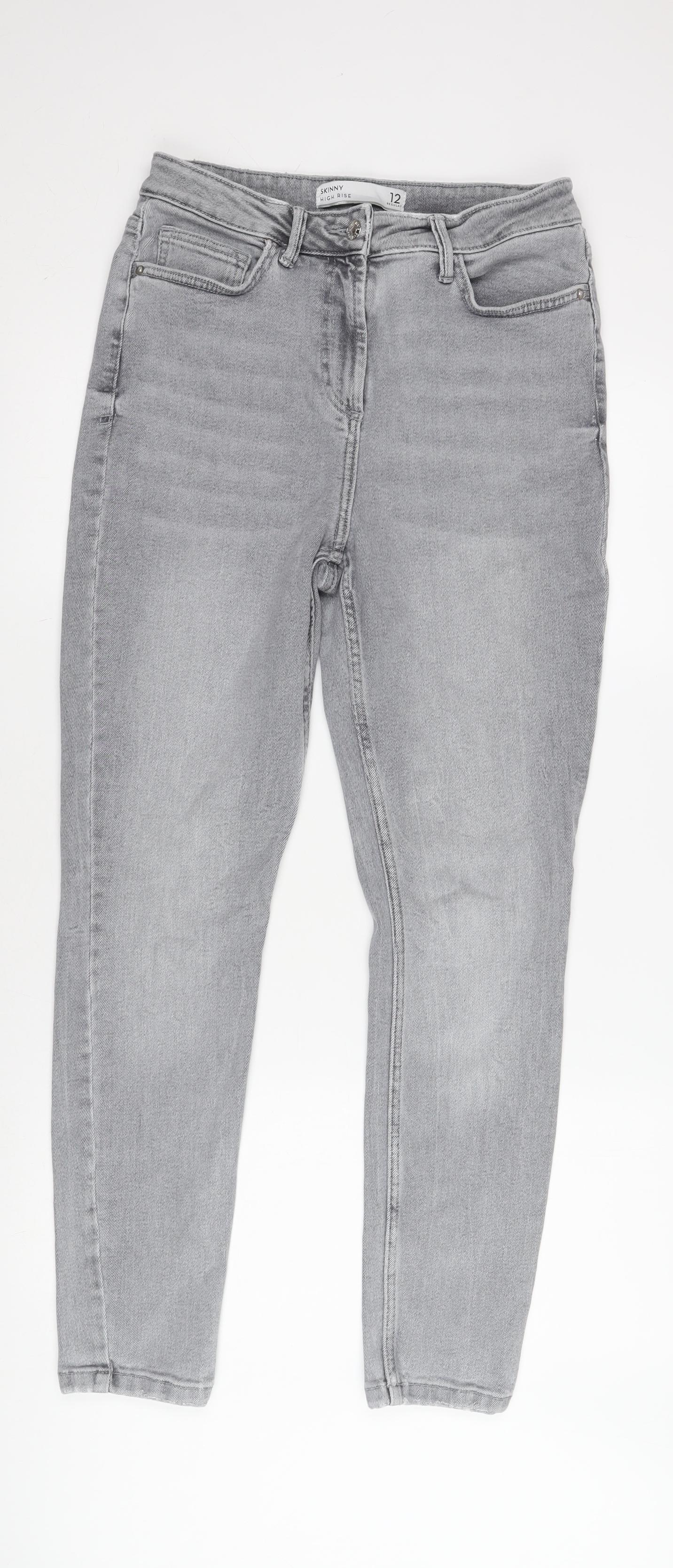 Next Women Grey High Rise Skinny Jeans Size 12