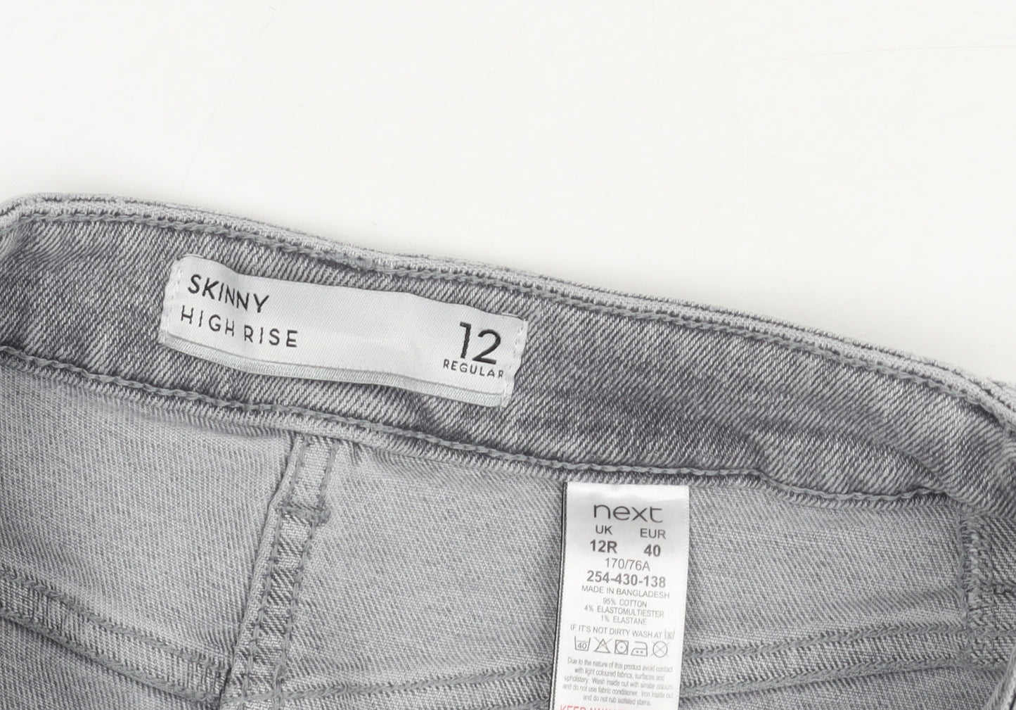 Next Women Grey High Rise Skinny Jeans Size 12