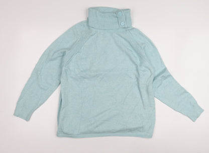 F&F Women's Blue High Neck Pullover Jumper - M