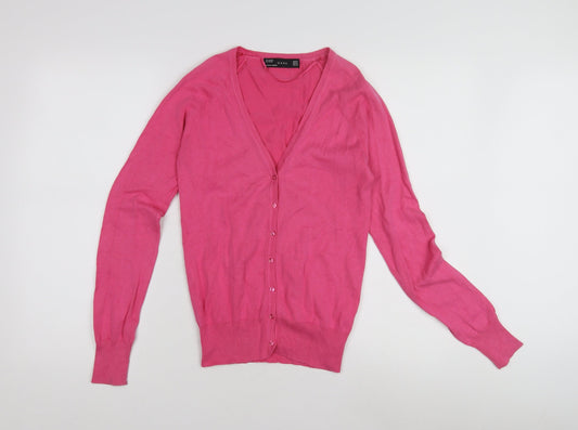 Womens UK Size S Zara Pink Cardigan Jumper