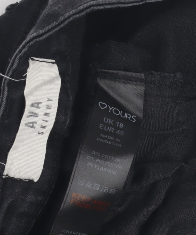 Yours Women's Black Skinny Jeans Size 18