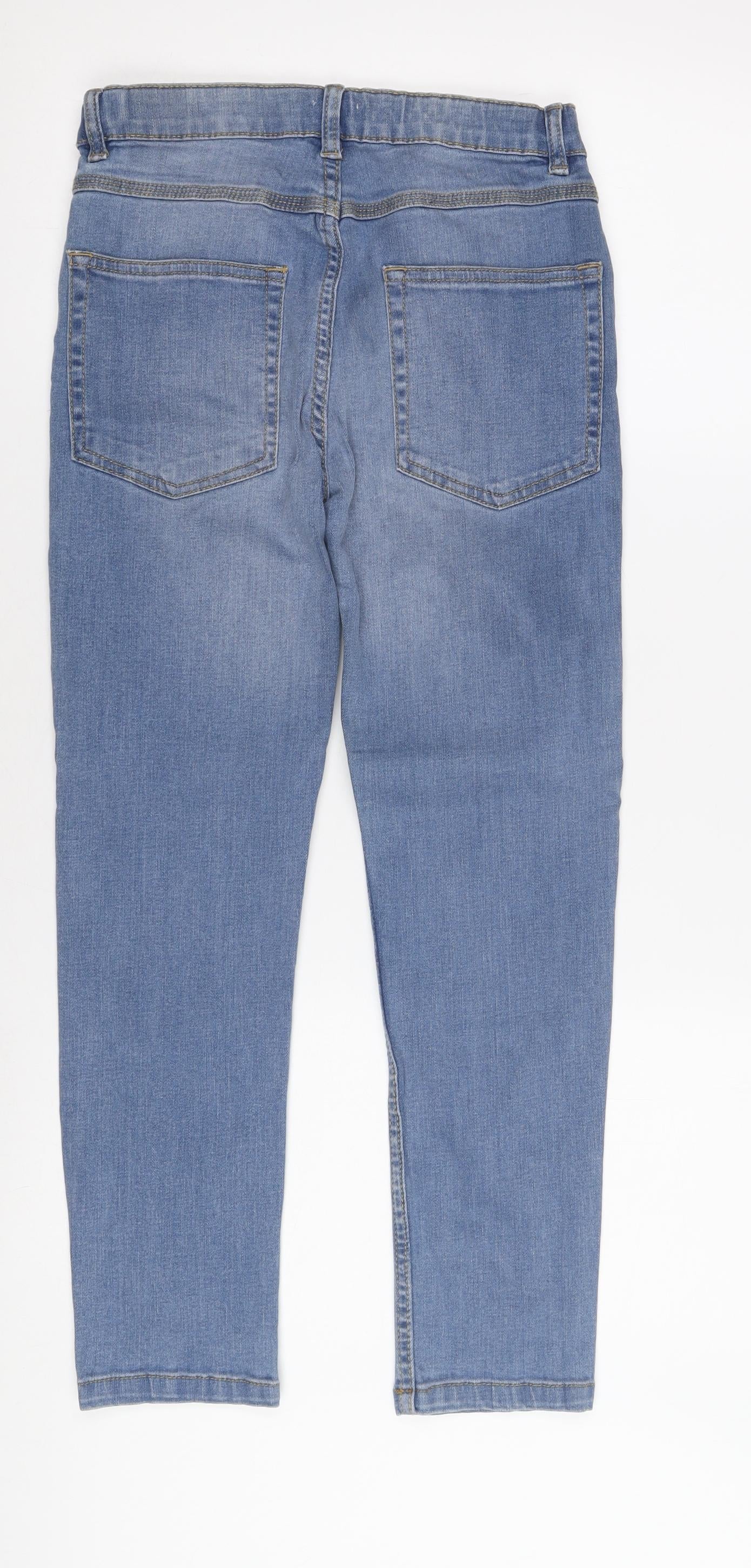 F&F Girls Blue Denim Jeans 10-11 Years Mid Rise Button Casual