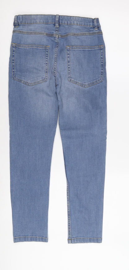 F&F Girls Blue Denim Jeans 10-11 Years Mid Rise Button Casual
