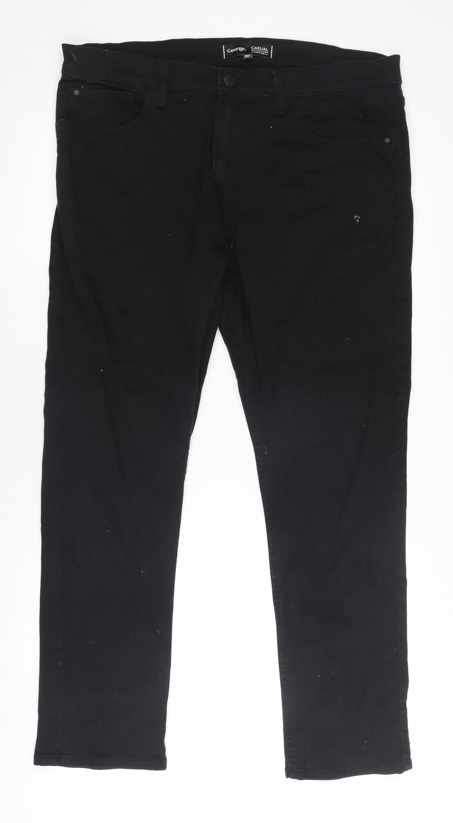 George Men's Black Regular Fit Denim Jeans Size 38