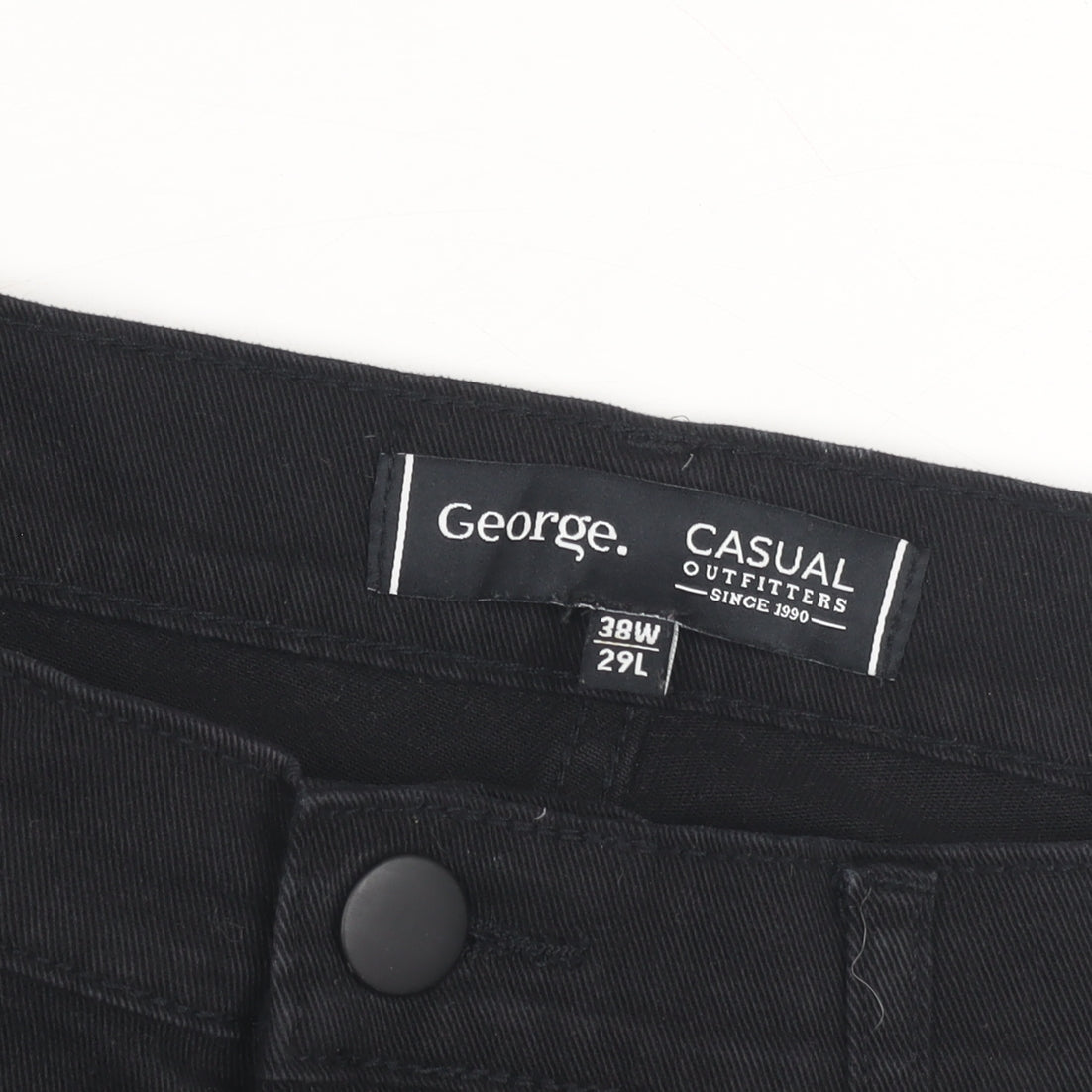 George Men's Black Regular Fit Denim Jeans Size 38