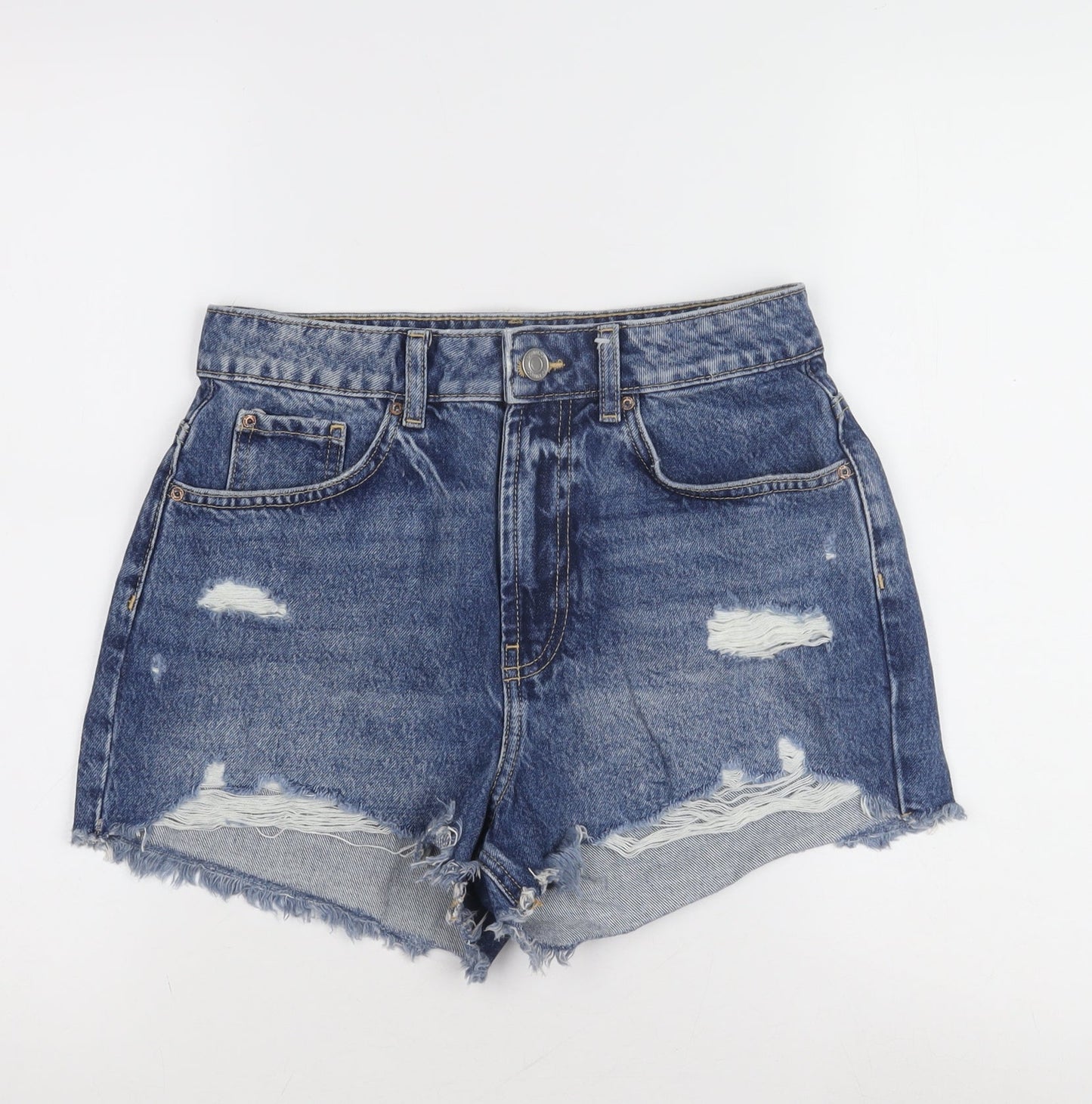 Primark Women's Blue Cut-Off Denim Shorts, Size 8