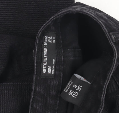 PrettyLittleThing Women's Black Mom Distressed Jeans Size 8