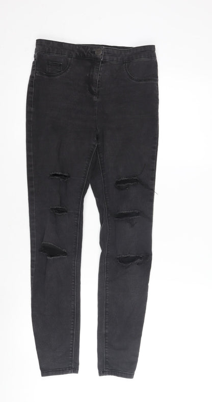 Womens UK Size 10 Denim Regular Fit Skinny Black Jeans