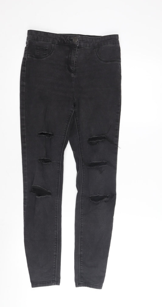Womens UK Size 10 Denim Regular Fit Skinny Black Jeans