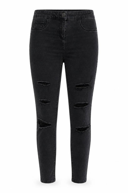 Front view of Denim Women's Black Distressed Skinny Jeans, size 10