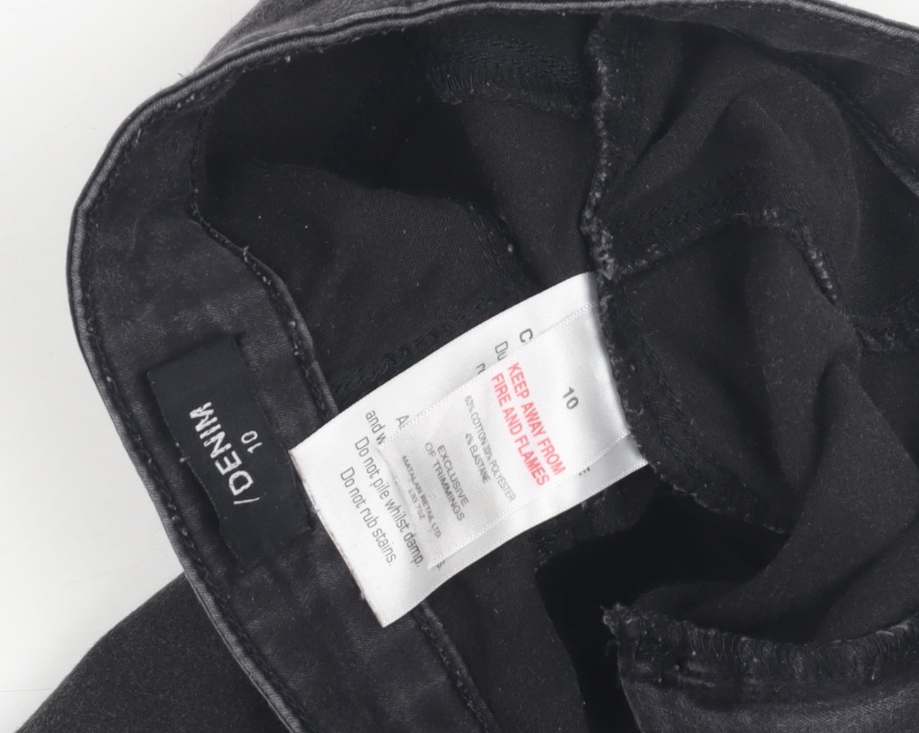 Womens UK Size 10 Denim Regular Fit Skinny Black Jeans