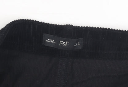F&F Women's Black Corduroy Pencil Skirt, Size 8