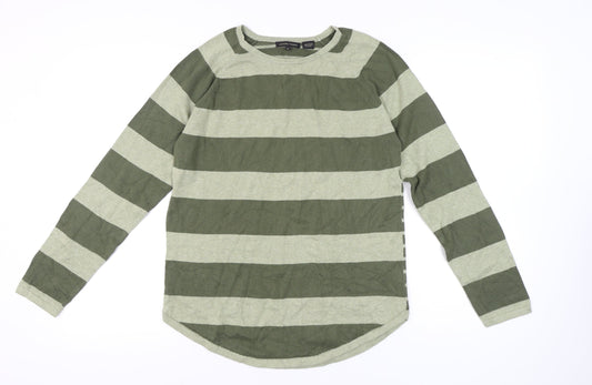 Jeanne Pierre Women's Green Striped Pullover Jumper M