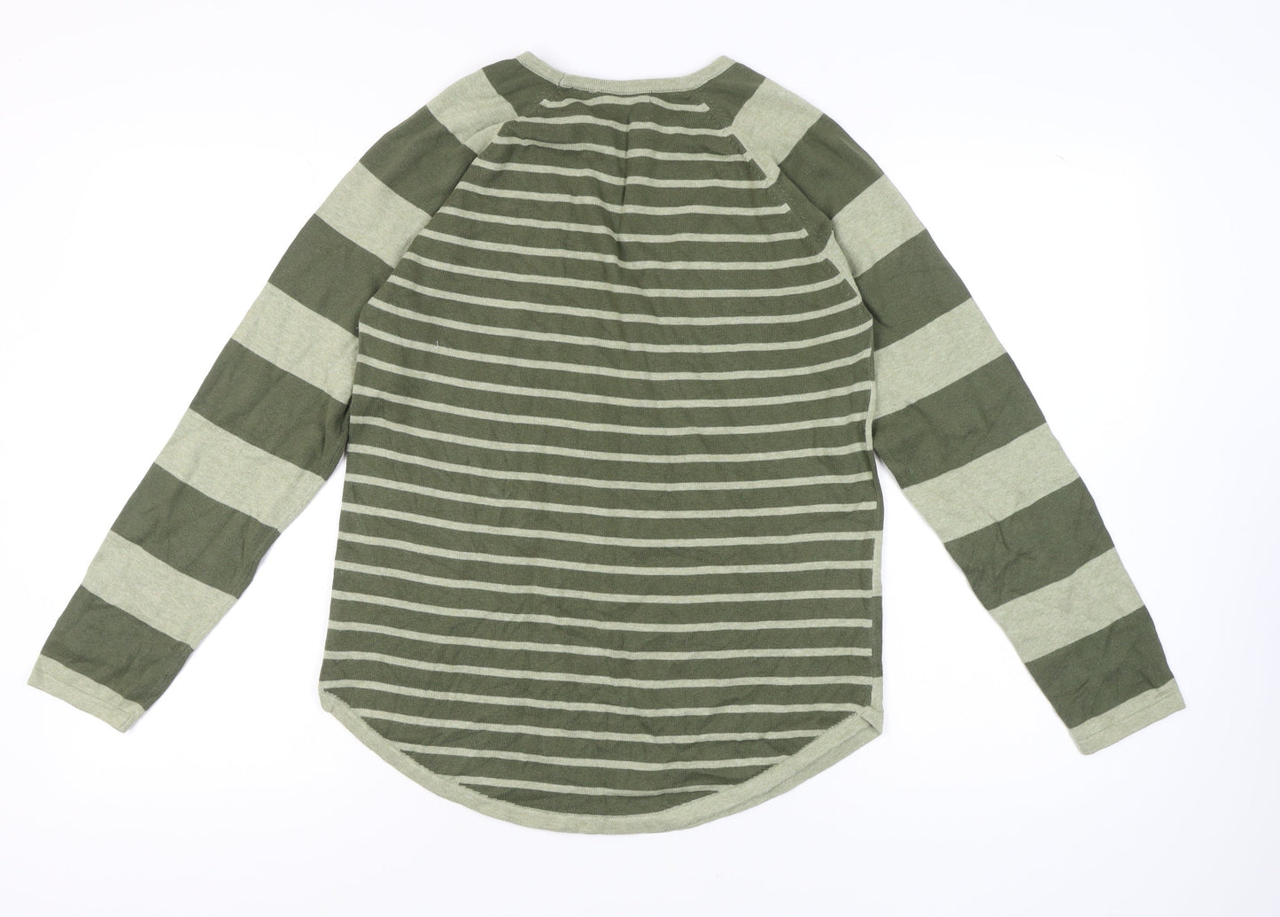 Jeanne Pierre Women's Green Striped Pullover Jumper M