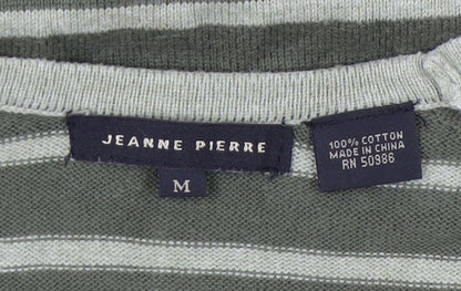 Jeanne Pierre Women's Green Striped Pullover Jumper M