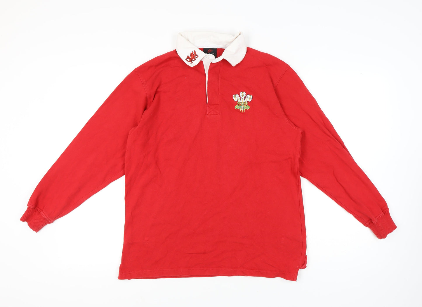 Manav Men's Red Long Sleeve Polo Shirt S