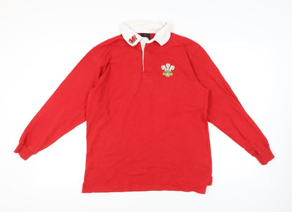 Manav Men's Red Long Sleeve Polo Shirt S