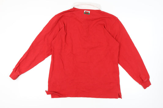 Manav Men's Red Long Sleeve Polo Shirt S