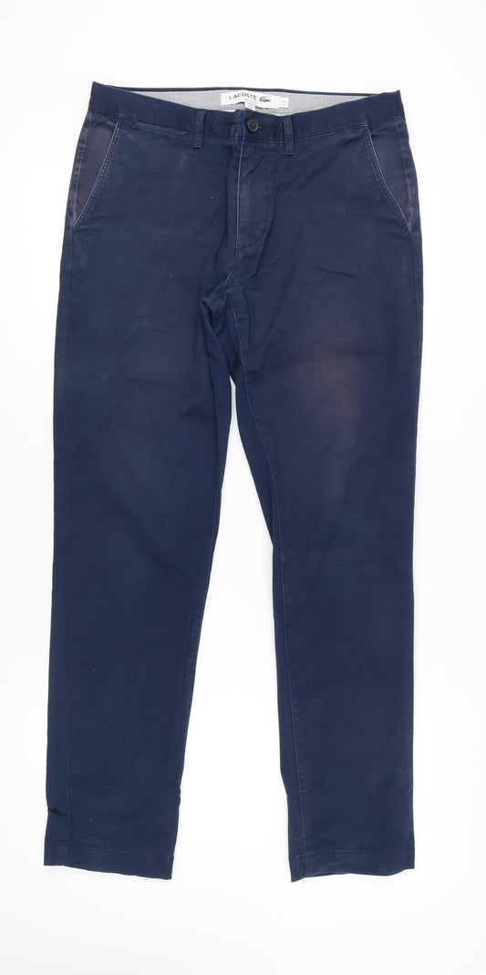 Lacoste Men's Blue Chino Slim Fit Trousers L
