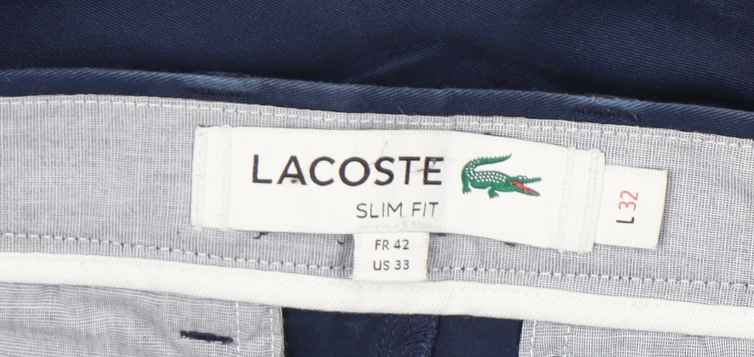Lacoste Men's Blue Chino Slim Fit Trousers L