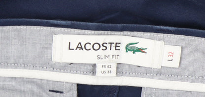 Lacoste Men's Blue Chino Slim Fit Trousers L