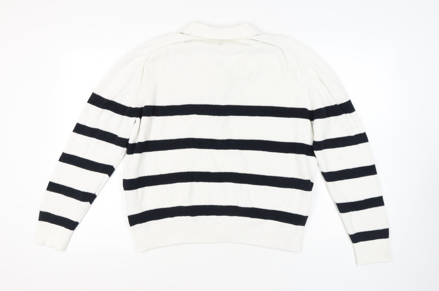Womens UK Size L H&M White Full Zip Jumper