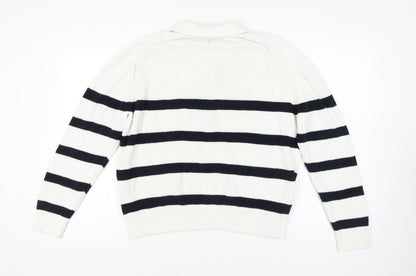 Womens UK Size L H&M White Full Zip Jumper