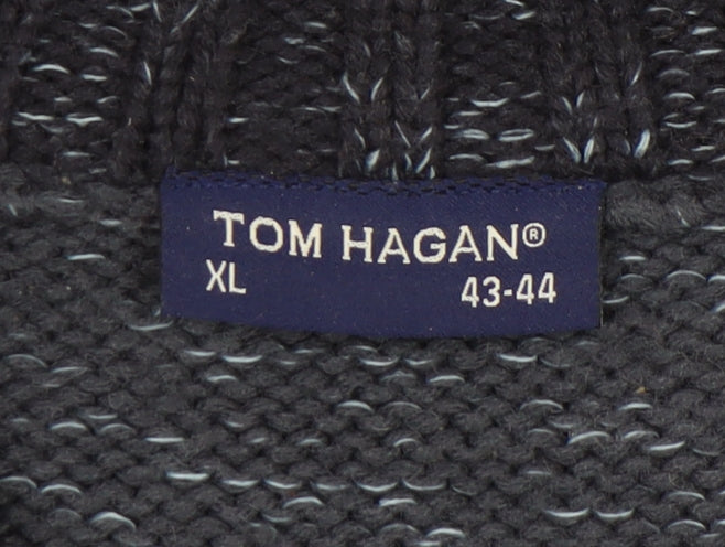 Tom Hagan Blue XL Men's 1/4 Zip Knit Jumper