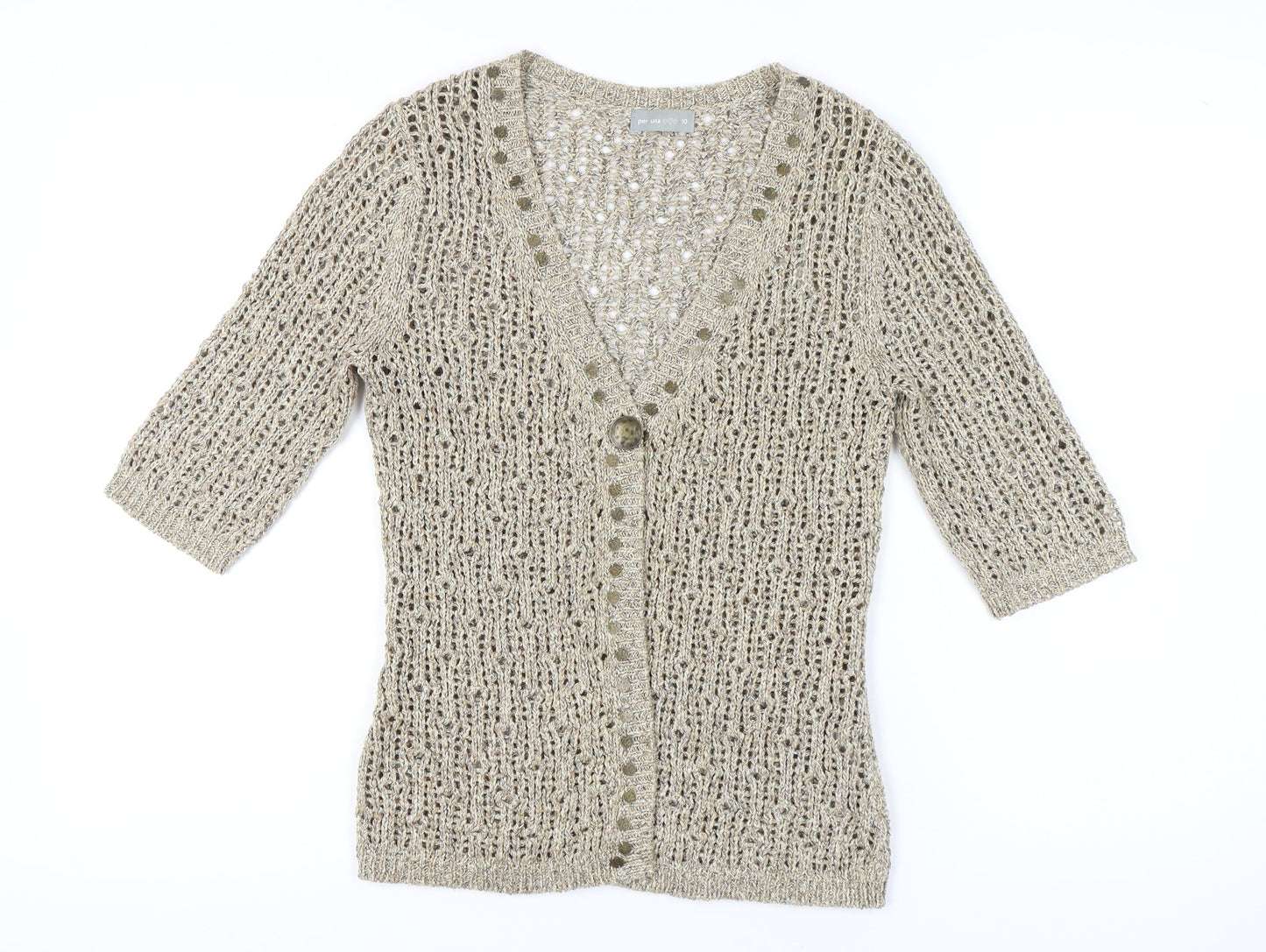 Womens UK Size 10 Marks and Spencer Beige Cardigan Jumper