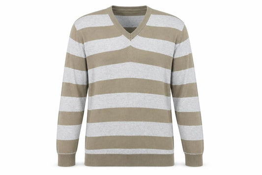 Soviet Men's V-Neck Striped Pullover Jumper M
