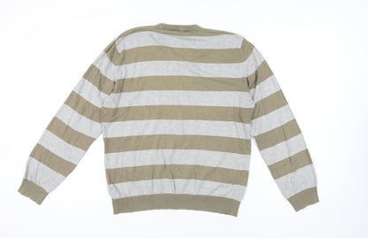 Soviet Men's V-Neck Striped Pullover Jumper M