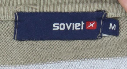 Soviet Men's V-Neck Striped Pullover Jumper M