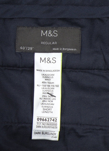 Marks and Spencer Men's Burgundy Corduroy Trousers