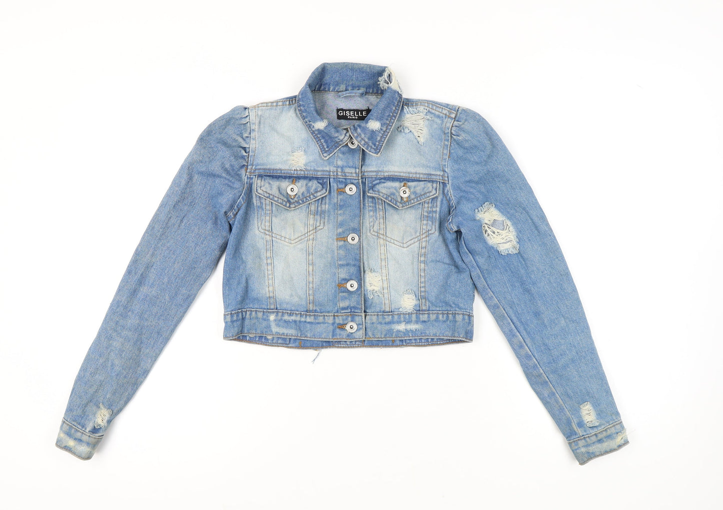 Giselle Women's Blue Denim Cropped Jacket Size 6
