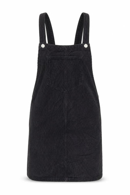 Topshop Black Corduroy Pinafore Dress, Size 8, Casual Women's