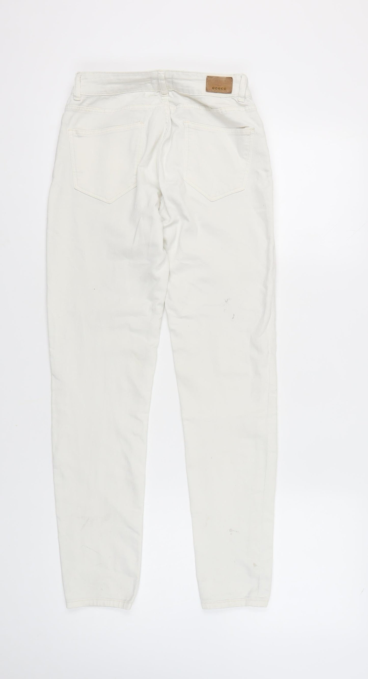 Cortefiel Women's Ivory Skinny Jeans, Size 2XS, Embroidered