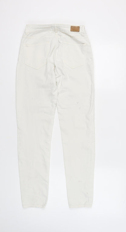 Cortefiel Women's Ivory Skinny Jeans, Size 2XS, Embroidered