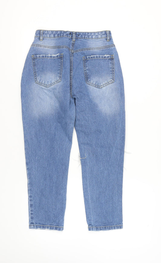Boohoo Women's Blue Distressed Boyfriend Jeans Size 10