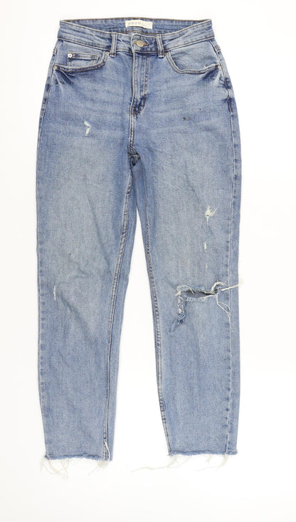 Denim Co Women's Blue Straight Distressed Jeans Size 10