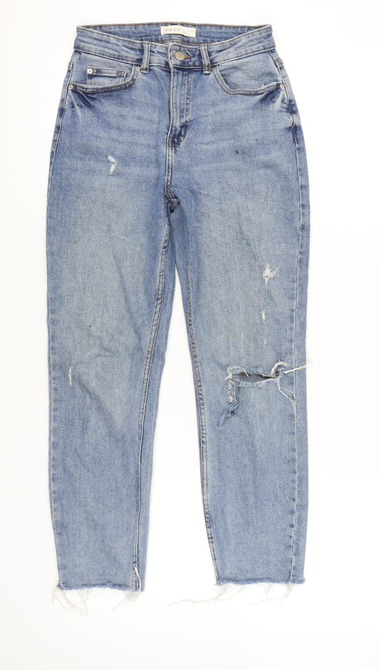 Denim Co Women's Blue Straight Distressed Jeans Size 10