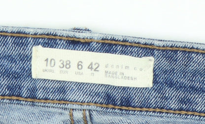 Denim Co Women's Blue Straight Distressed Jeans Size 10