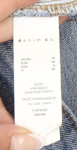 Denim Co Women's Blue Straight Distressed Jeans Size 10