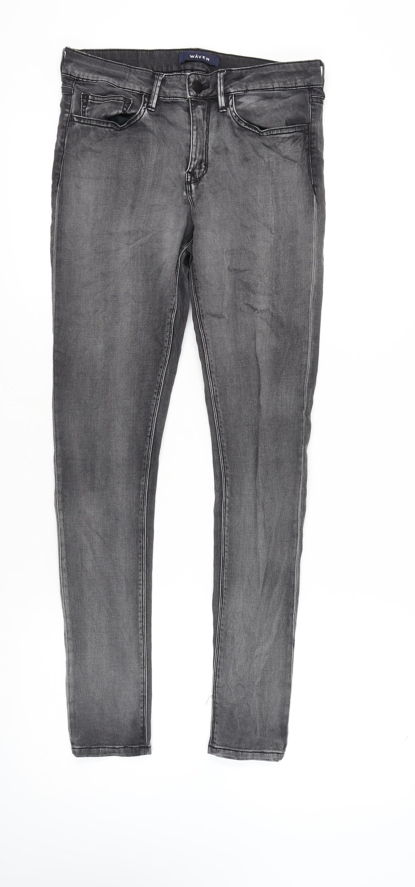 Wåven Women's Grey Mid-Rise Denim Jeans Size 12