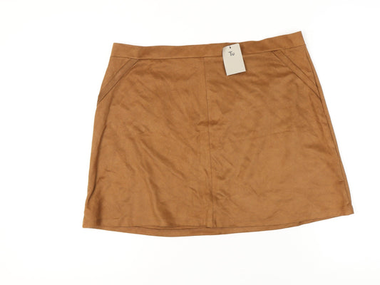Tu Women's Brown Zip Casual Skirt Size 16