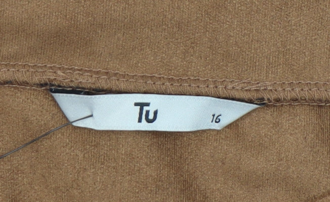 Tu Women's Brown Zip Casual Skirt Size 16