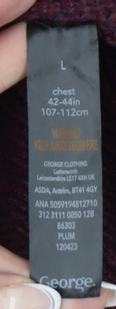 George Men's Purple Full Zip Jumper Size L