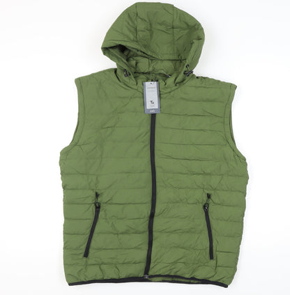 Tu Men's Green Hooded Puffer Waistcoat M