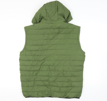 Tu Men's Green Hooded Puffer Waistcoat M