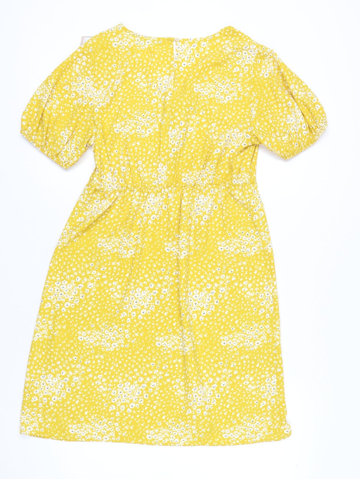 Tu Women Yellow Floral Short Sleeve Dress Size 14