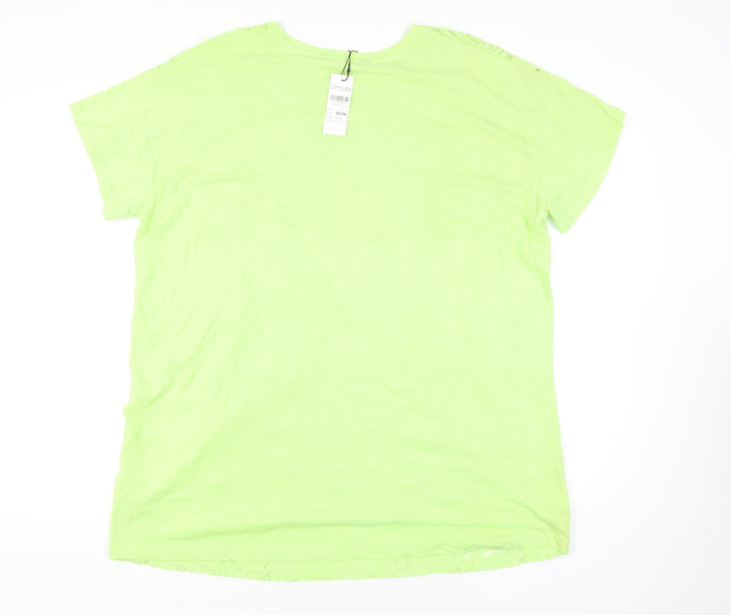 Womens UK Size 22 Yours Green Basic T-Shirt